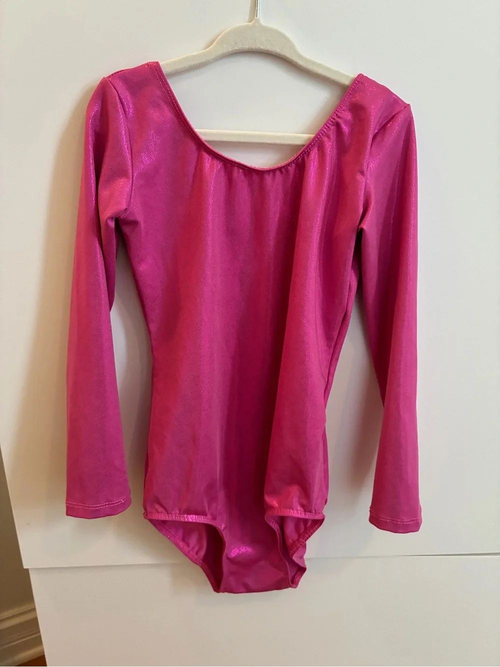 Set of 2 Girls' Pink & Galaxy Print Long Sleeve Dance Leotards - Size 130 (7/8)